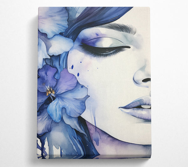  A Canvas Print of Lady With A Blue Flower Canvas Wall Art