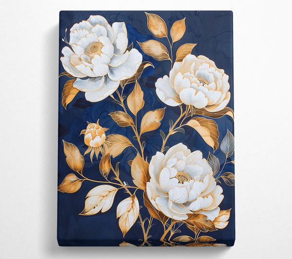  A Canvas Print of Azure Bloom Gold Canvas Art