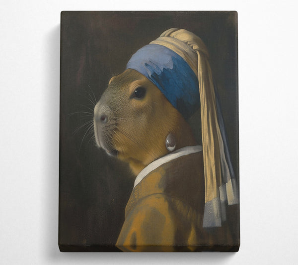  A Canvas Print of The Blue Capybara Girl Canvas Wall Art