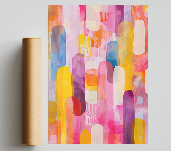 Pink And Yellow Streaks Print