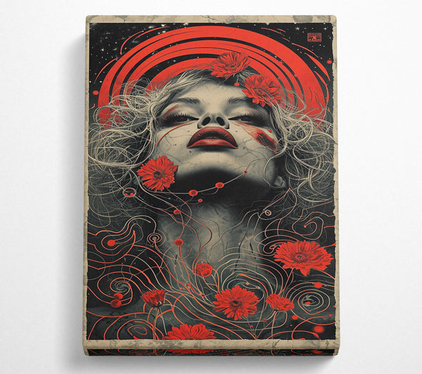  A Canvas Print of Crimson Bloom'S Embrace Canvas Wall Art