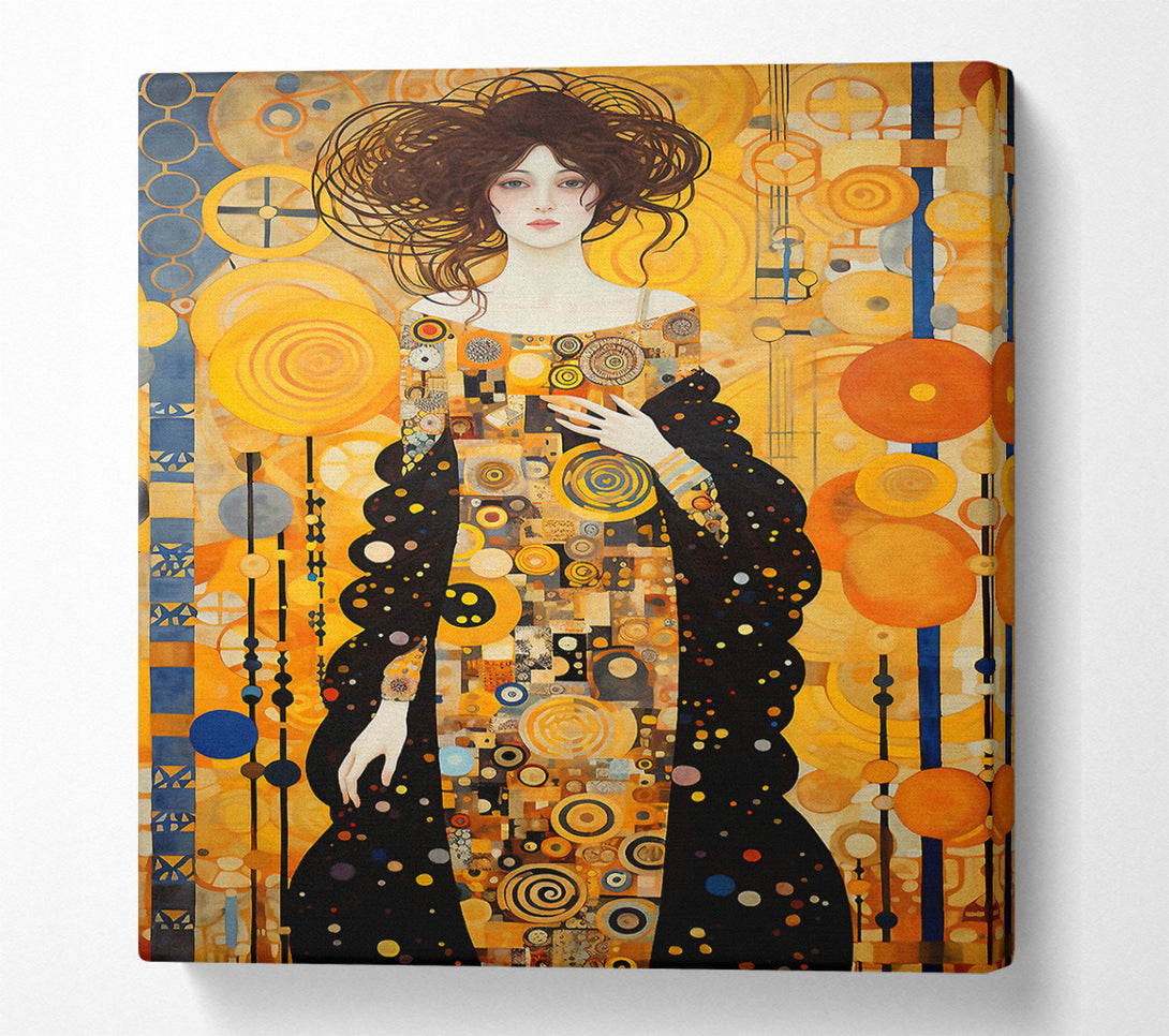  A Canvas Print of Lady With Coat Klimt Style Canvas Wall Art