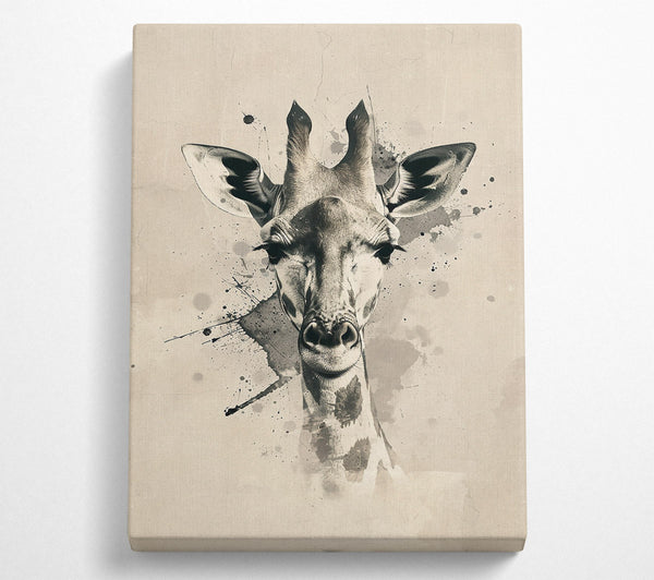  A Canvas Print of Beige Giraffe Gaze Canvas Art