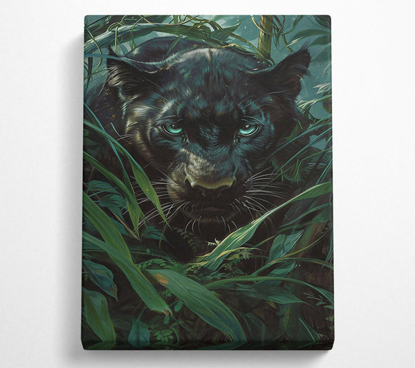  A Canvas Print of Emerald Eyes In The Black Night. Canvas Wall Art