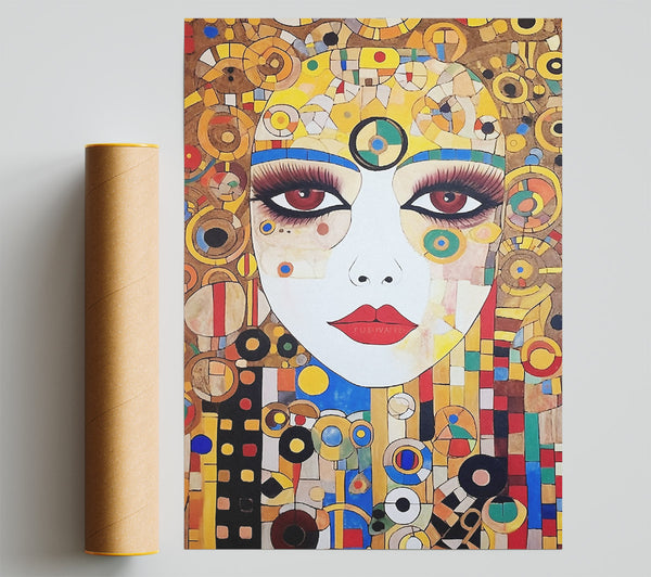 Lady With Lashes Klimt Style Poster