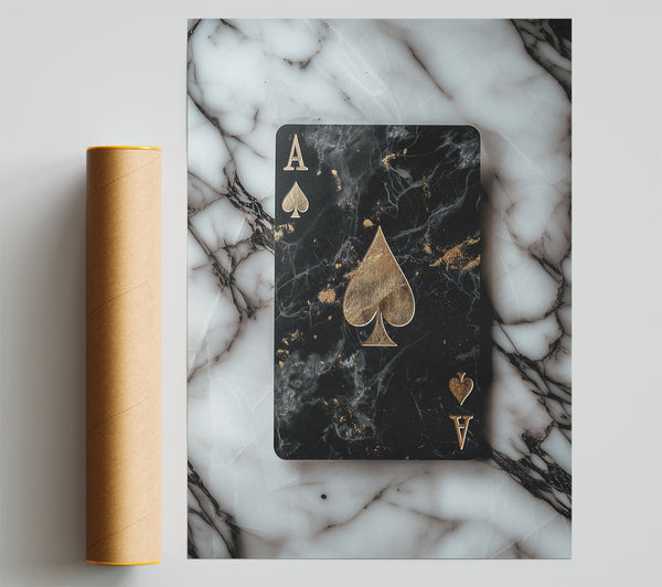 Black Marble Ace Of Spades. Print