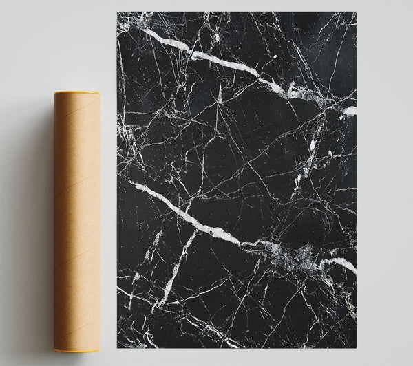 Black Marble Veins Print