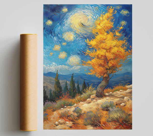 Golden Sky Swirl Poster