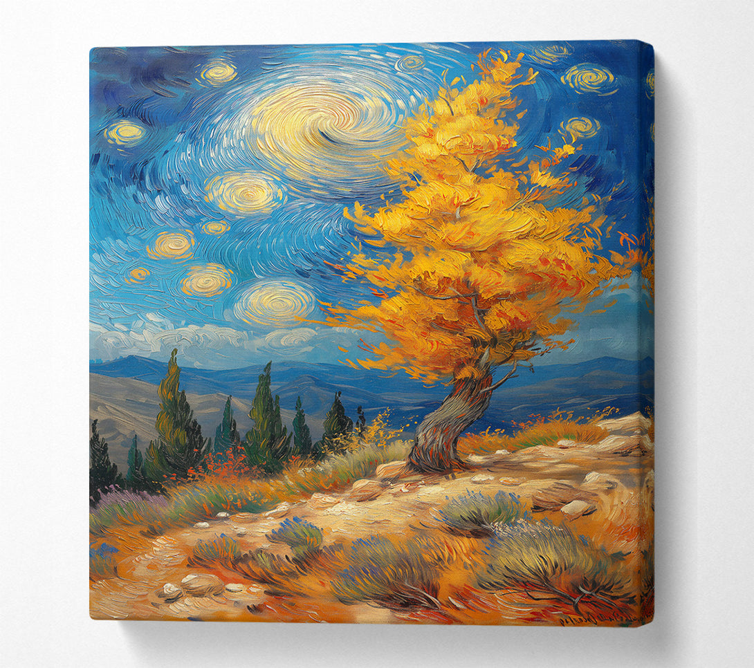  A Canvas Print of Golden Sky Swirl Canvas Wall Art
