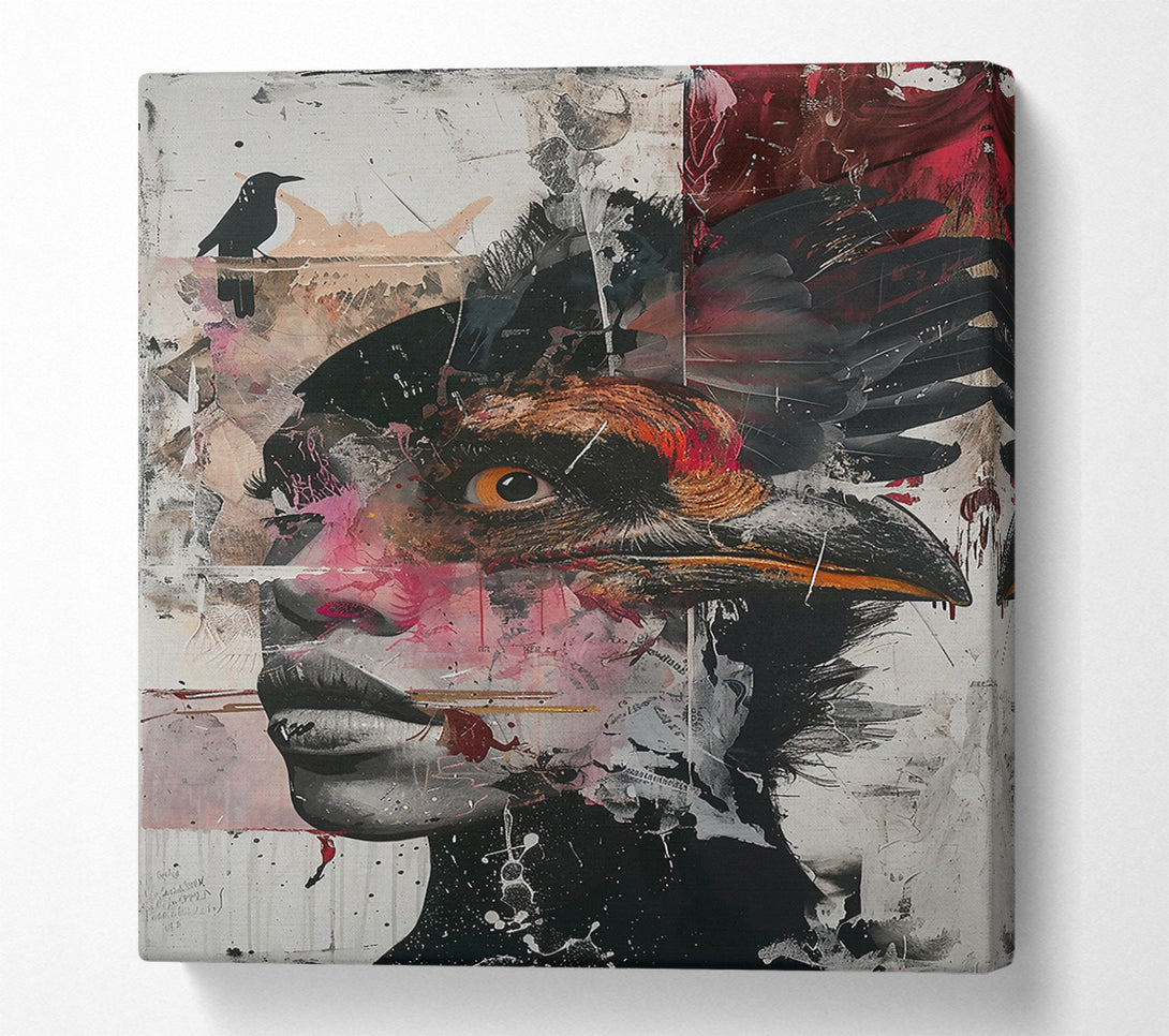  A Canvas Print of Crimson Avian Gaze Canvas Print