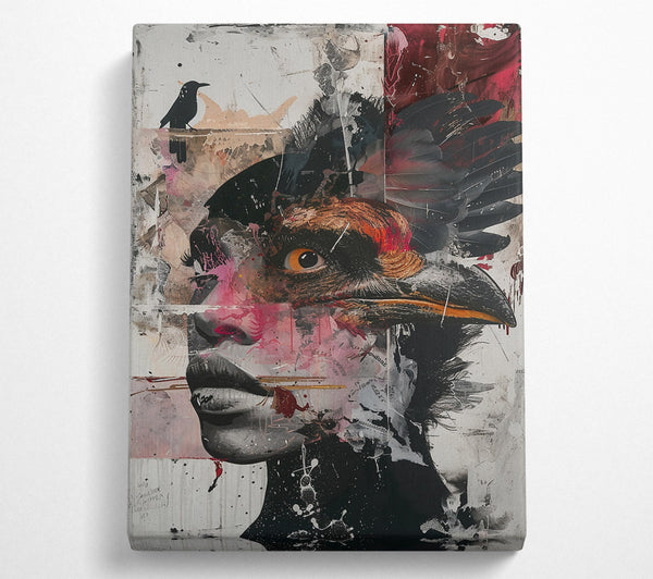  A Canvas Print of Crimson Avian Gaze Canvas Print