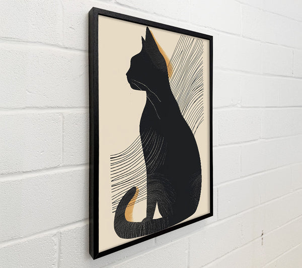 Black Cat In Gold Lines