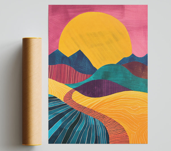 Yellow Hillscape Dreams Giclee Print