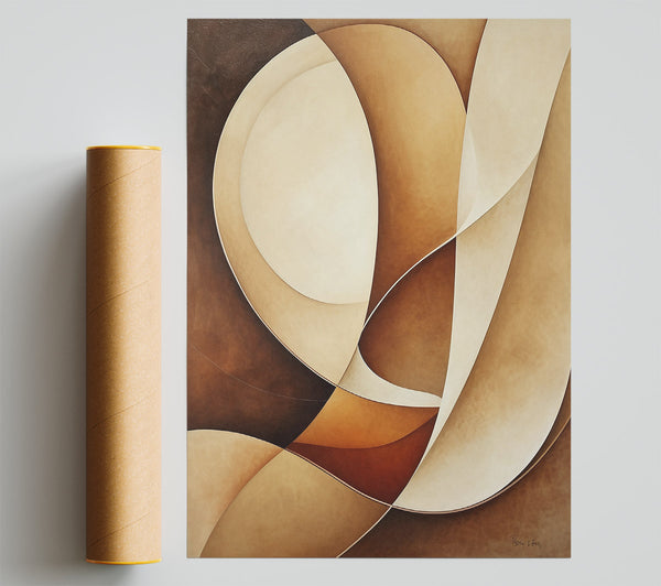 Brown Curving Shapes Print