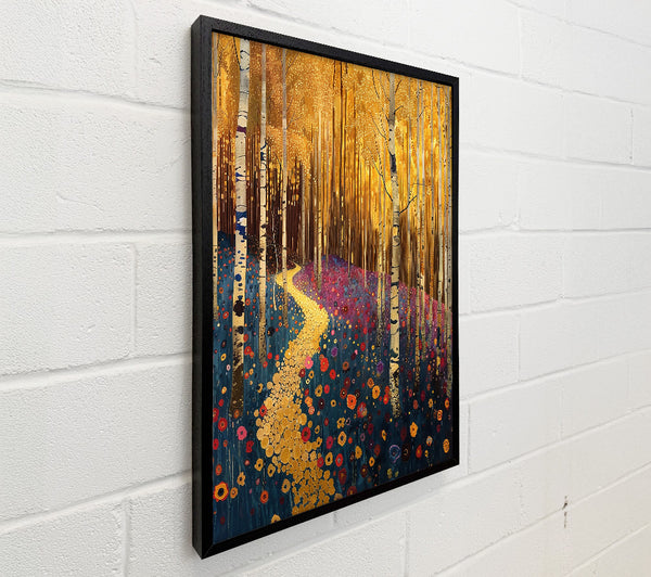 Golden Path Through Teal Woods