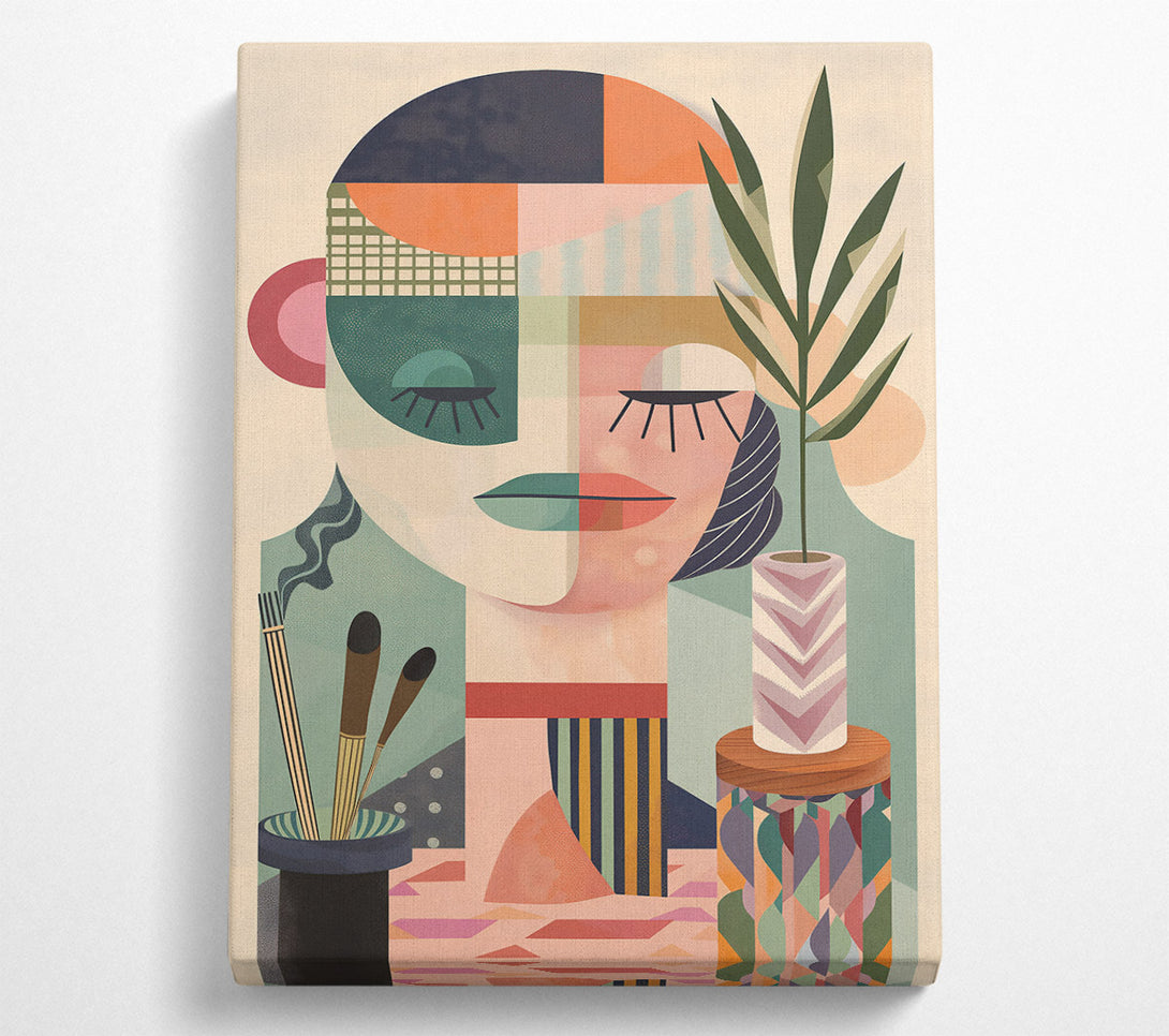  A Canvas Print of Pink Geometric Serenity Canvas Print