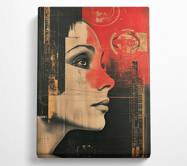  A Canvas Print of Crimson Profile Code Canvas Wall Art