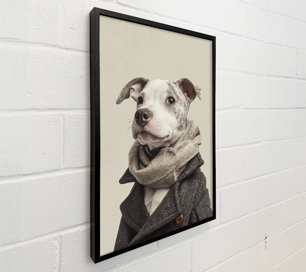 Grey Dog In A Scarf