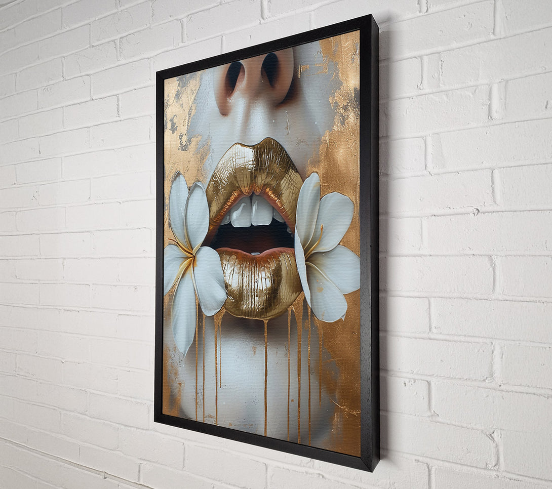  A Canvas Print of Golden Bloom Lips Canvas Print