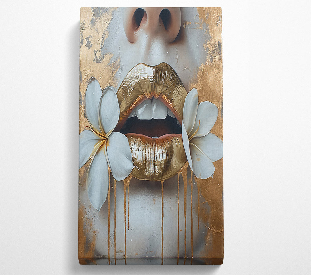  A Canvas Print of Golden Bloom Lips Canvas Print