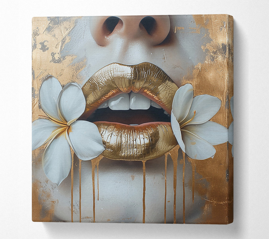  A Canvas Print of Golden Bloom Lips Canvas Print