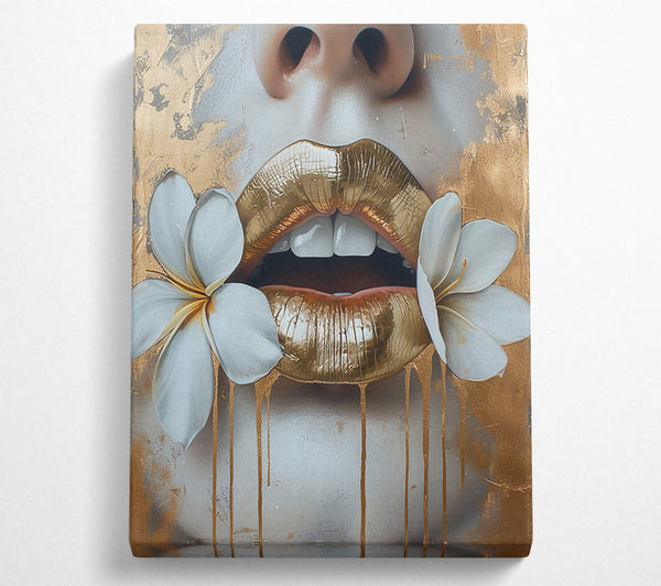  A Canvas Print of Golden Bloom Lips Canvas Print