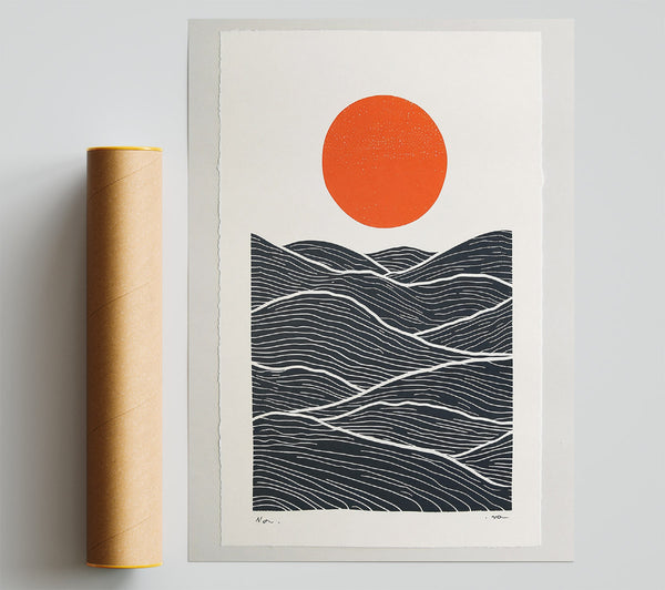 Orange Above Waves Poster
