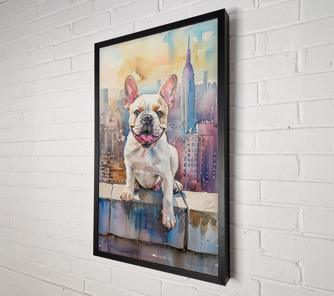 A Canvas Print of Blue City Frenchie Canvas Wall Art