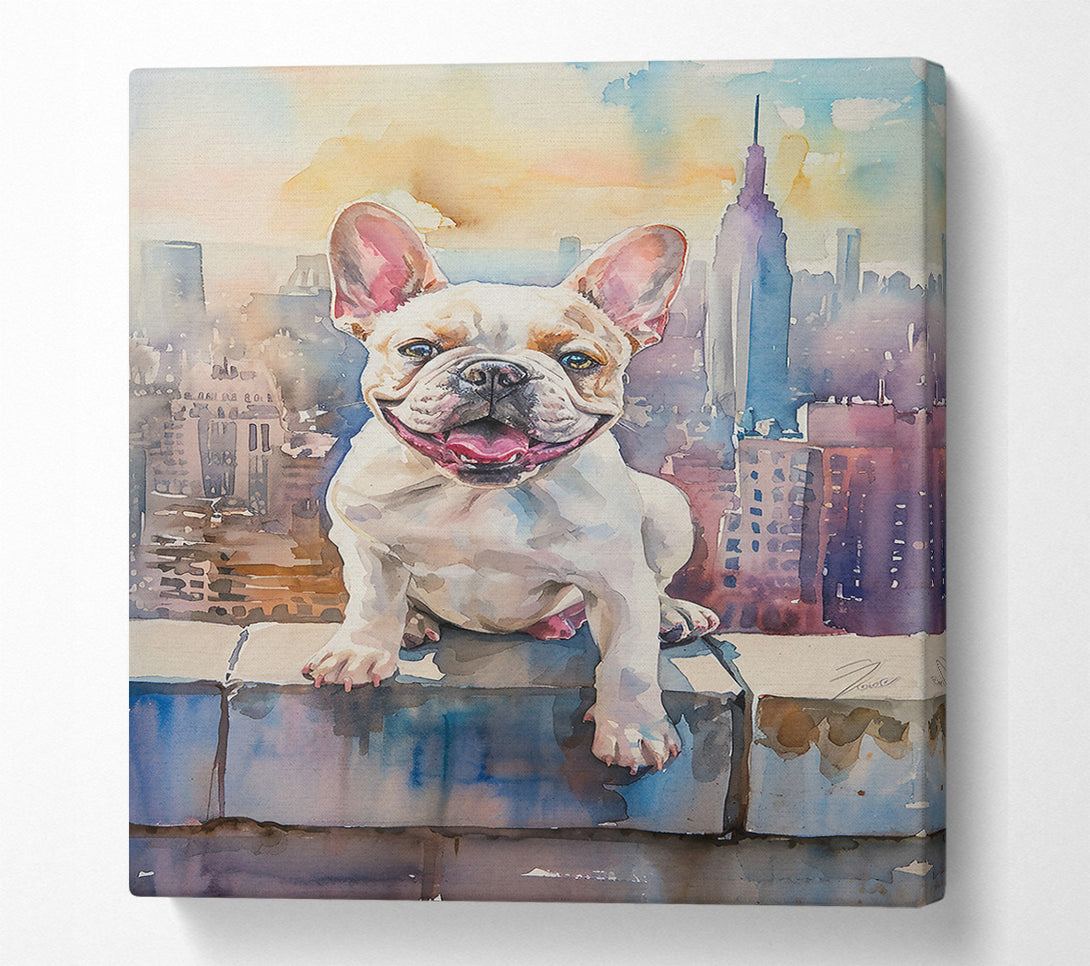  A Canvas Print of Blue City Frenchie Canvas Wall Art
