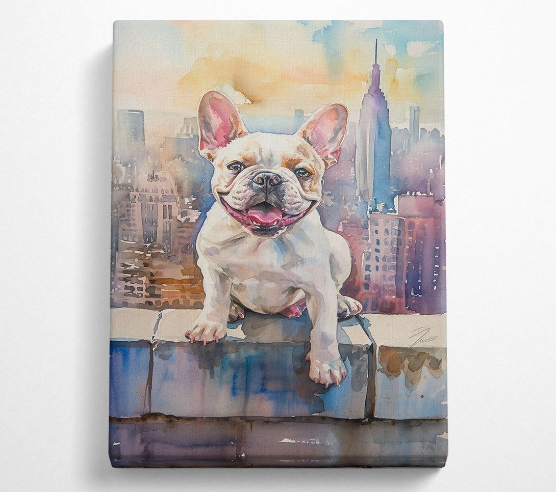  A Canvas Print of Blue City Frenchie Canvas Wall Art