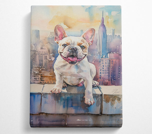  A Canvas Print of Blue City Frenchie Canvas Wall Art