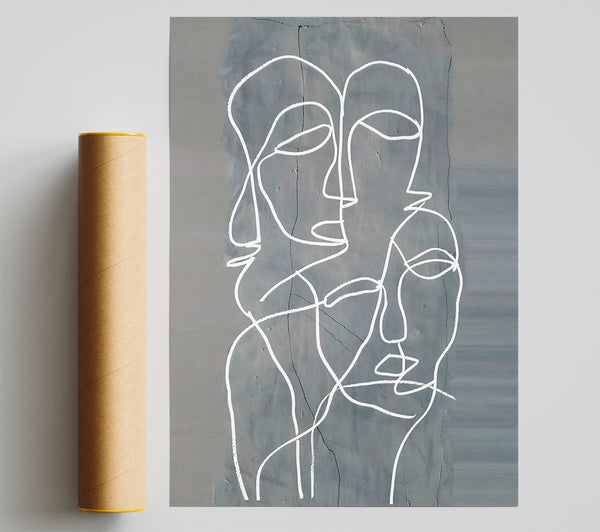 Silver Line Faces Giclee Print