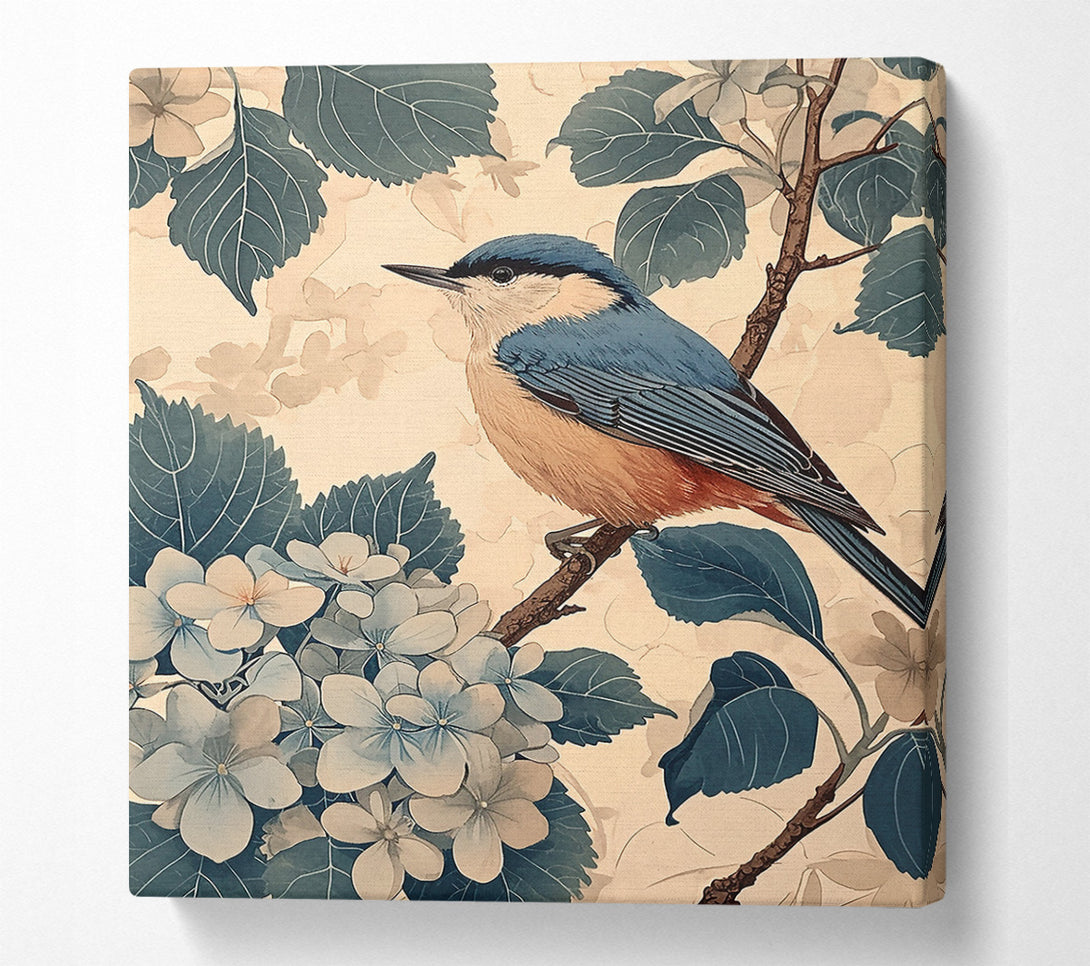  A Canvas Print of Blue Nuthatch In Bloom Canvas Print