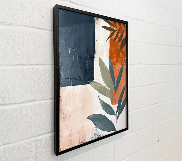 Leaves On Orange On Blue