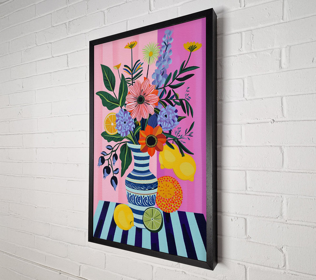  A Canvas Print of Pink Striped Blooms Canvas Art