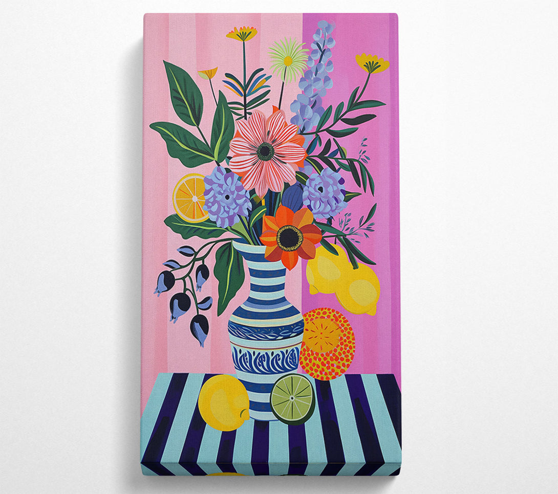  A Canvas Print of Pink Striped Blooms Canvas Art
