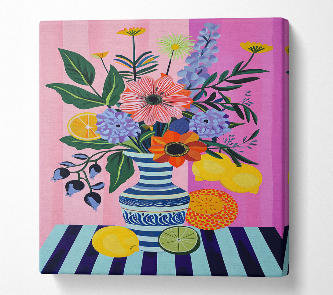  A Canvas Print of Pink Striped Blooms Canvas Art