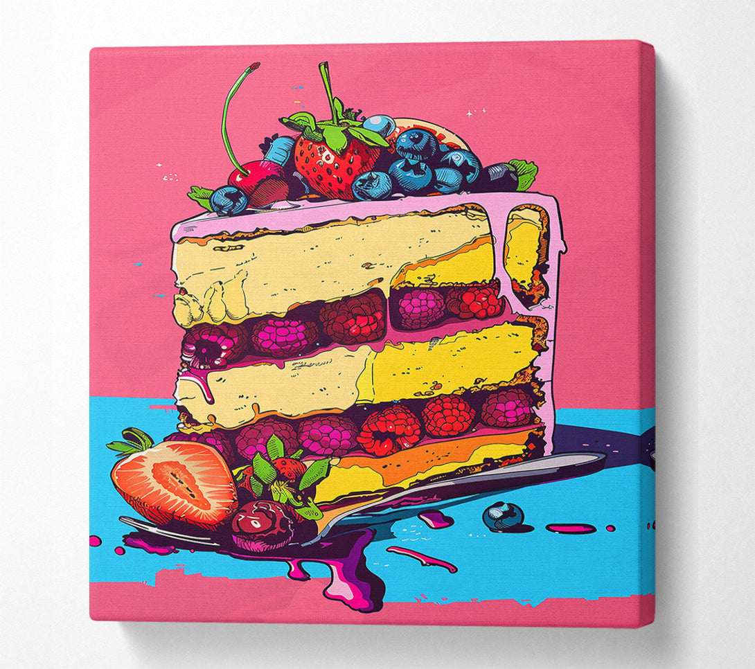  A Canvas Print of Pink Dripping Cake Canvas Print