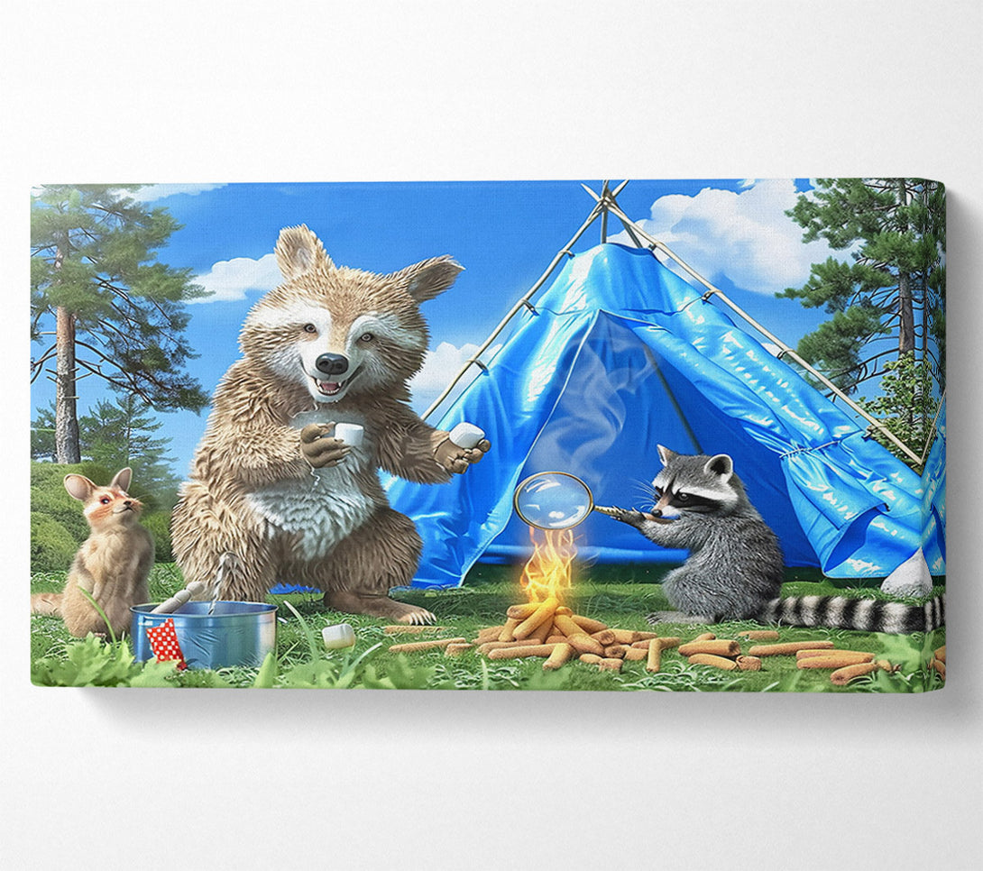  A Canvas Print of Blue Campfire Friends Canvas Art