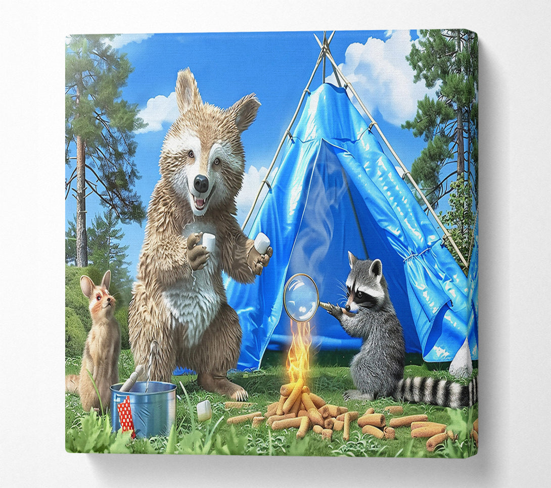  A Canvas Print of Blue Campfire Friends Canvas Art