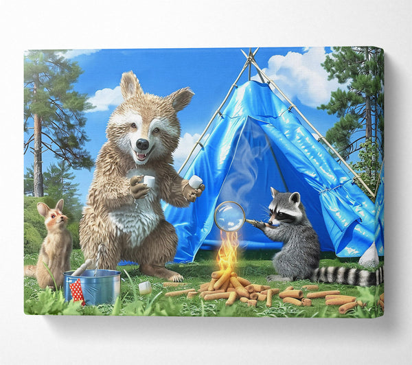  A Canvas Print of Blue Campfire Friends Canvas Art
