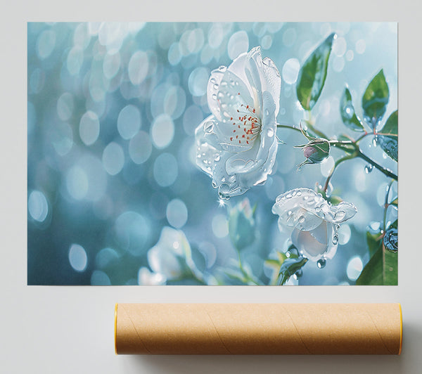 Aqua Dewy Bloom Giclee Print