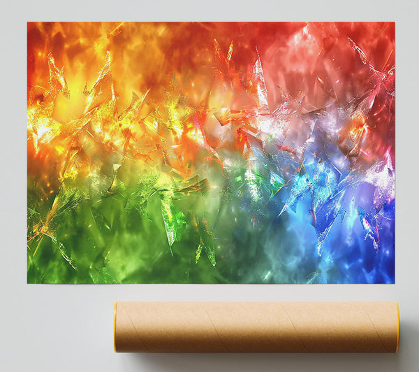 Azure Crystal Burst Poster