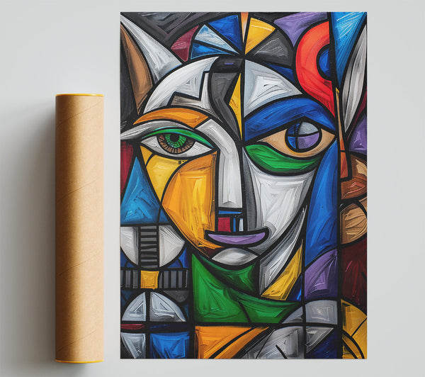 Blue Abstract Portrait Print