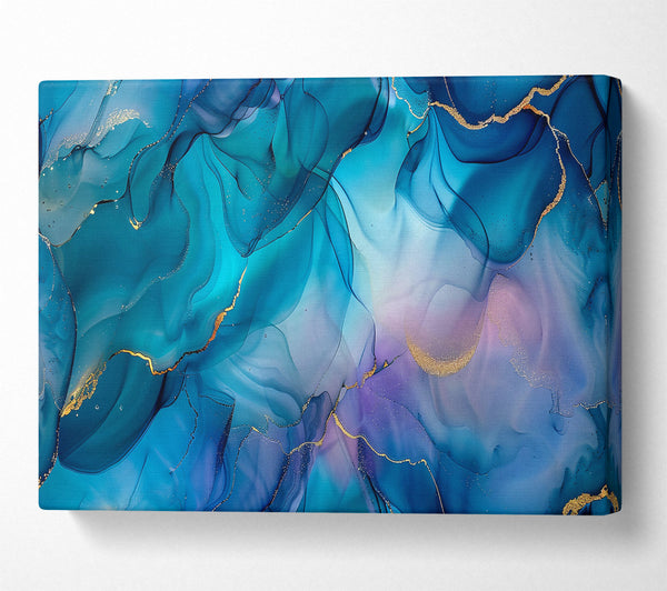  A Canvas Print of Azure Swirls And Gold Canvas Art