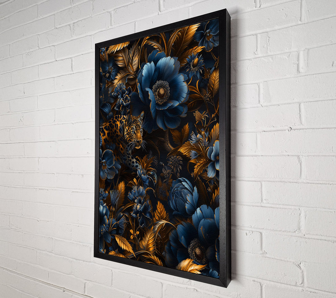  A Canvas Print of Leopard Gold Leaves Canvas Wall Art