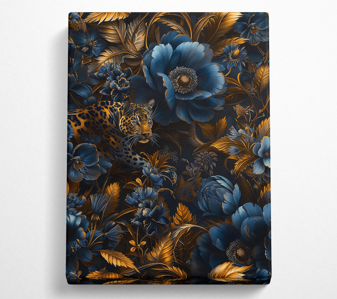  A Canvas Print of Leopard Gold Leaves Canvas Wall Art