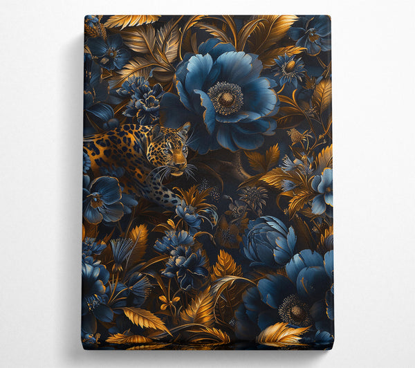  A Canvas Print of Leopard Gold Leaves Canvas Wall Art