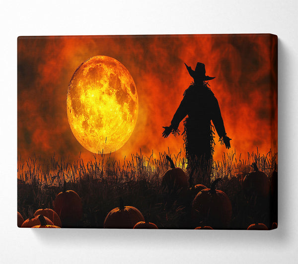  A Canvas Print of Orange Moon Scarecrow Canvas Print