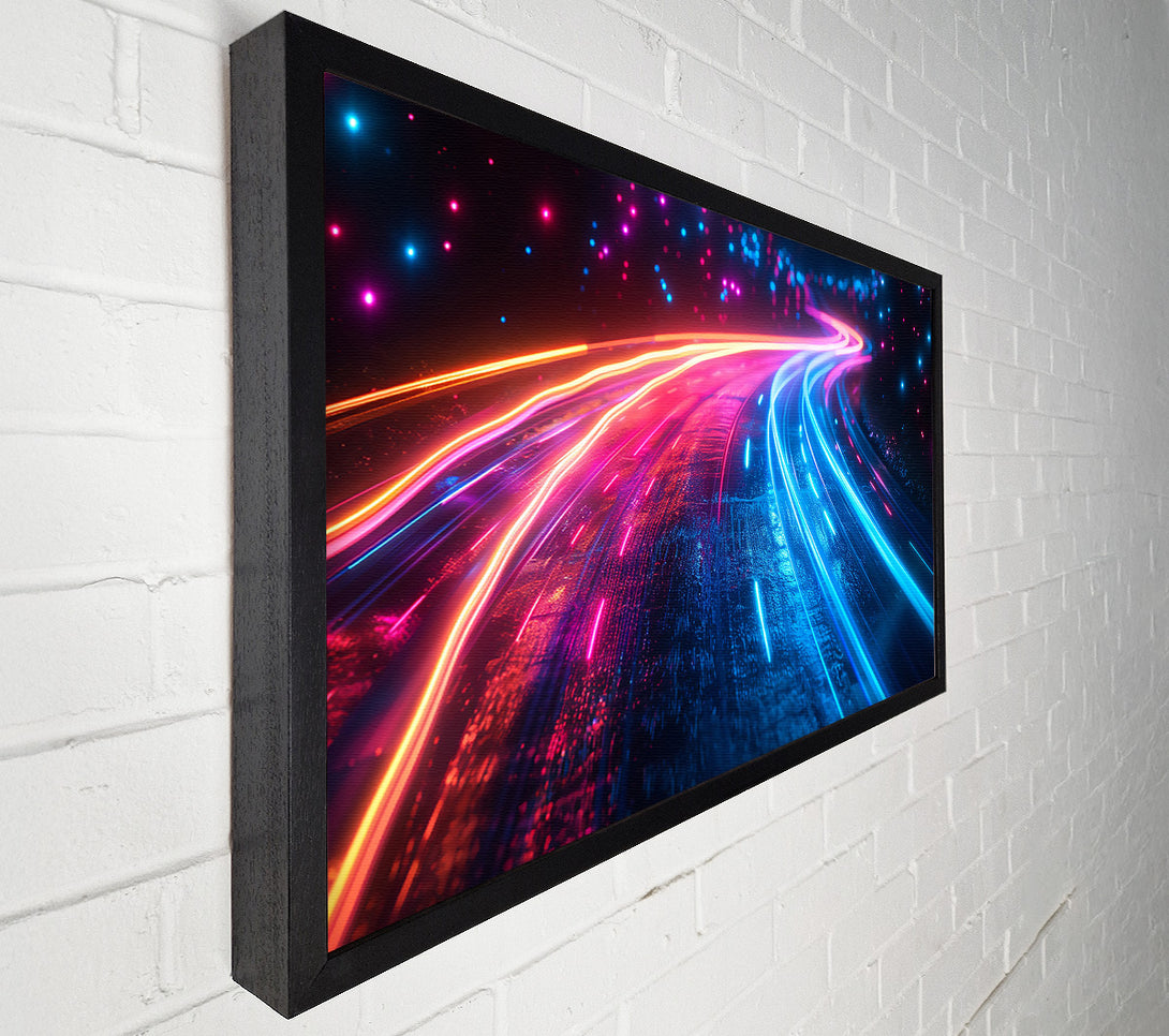  A Canvas Print of Blue Neon Highway Canvas Wall Art